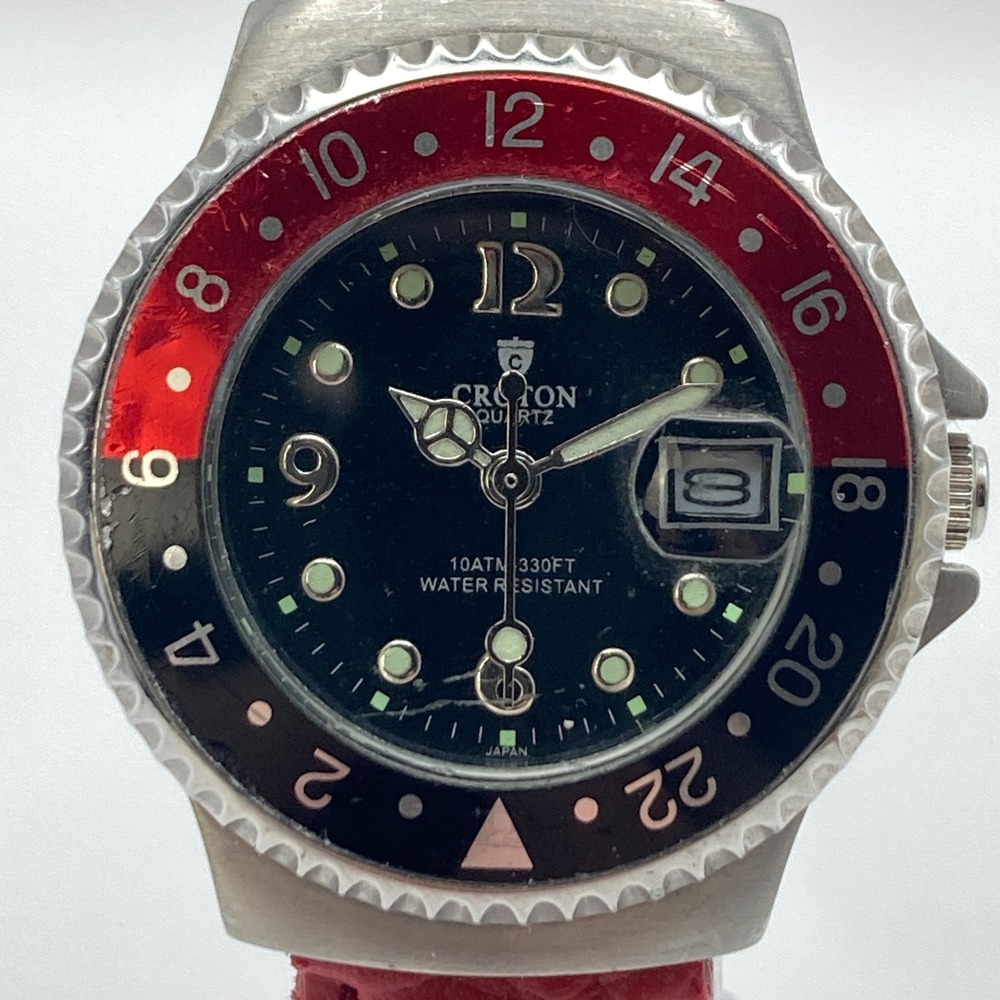 Croton Women's Watch 29mm Silver Tone Coke Bezel Date Diver Style New Battery - Picture 2 of 16